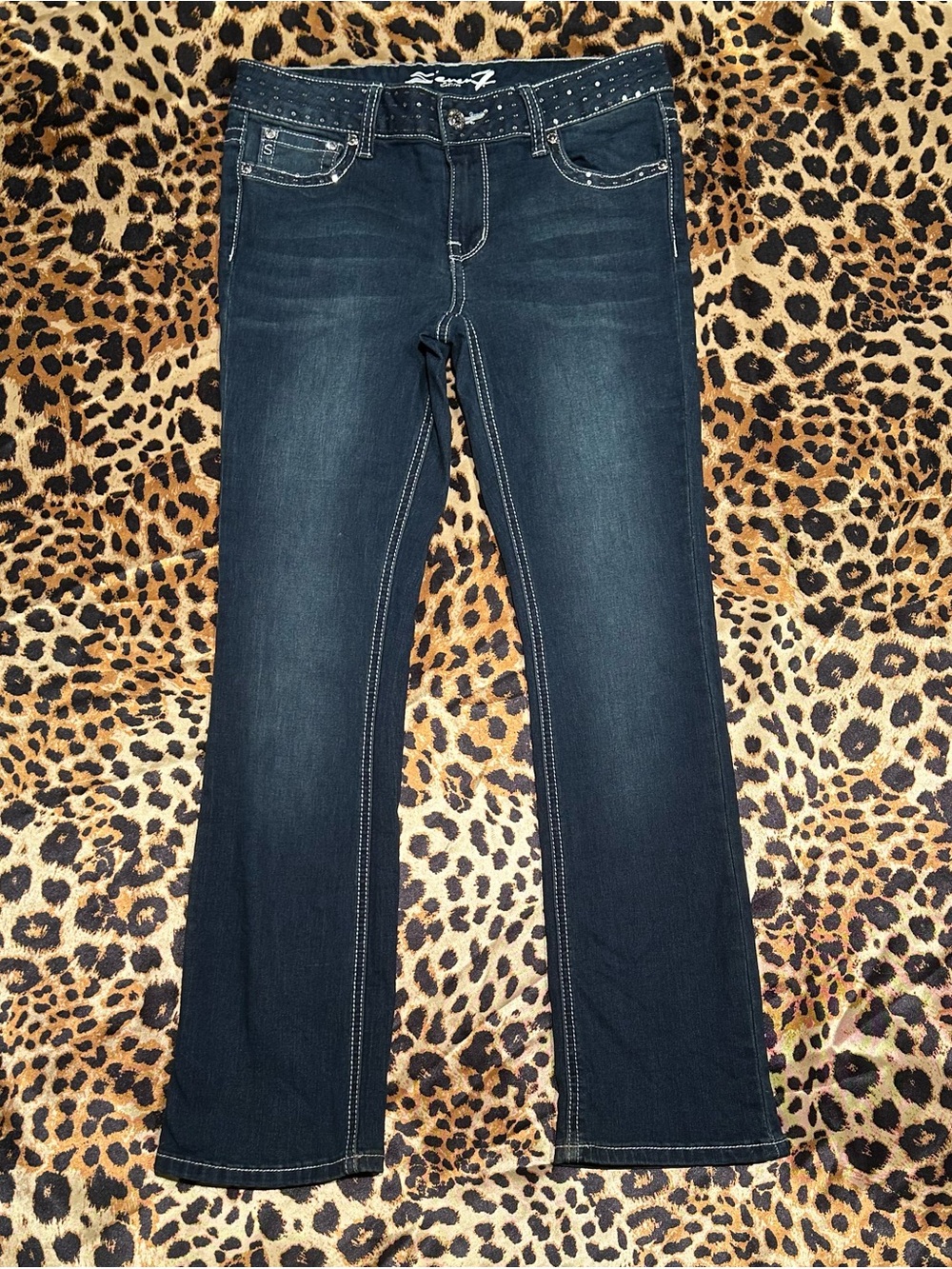 Seven7 Girls Dark Wash Sequin Waistband Bootcut Jean